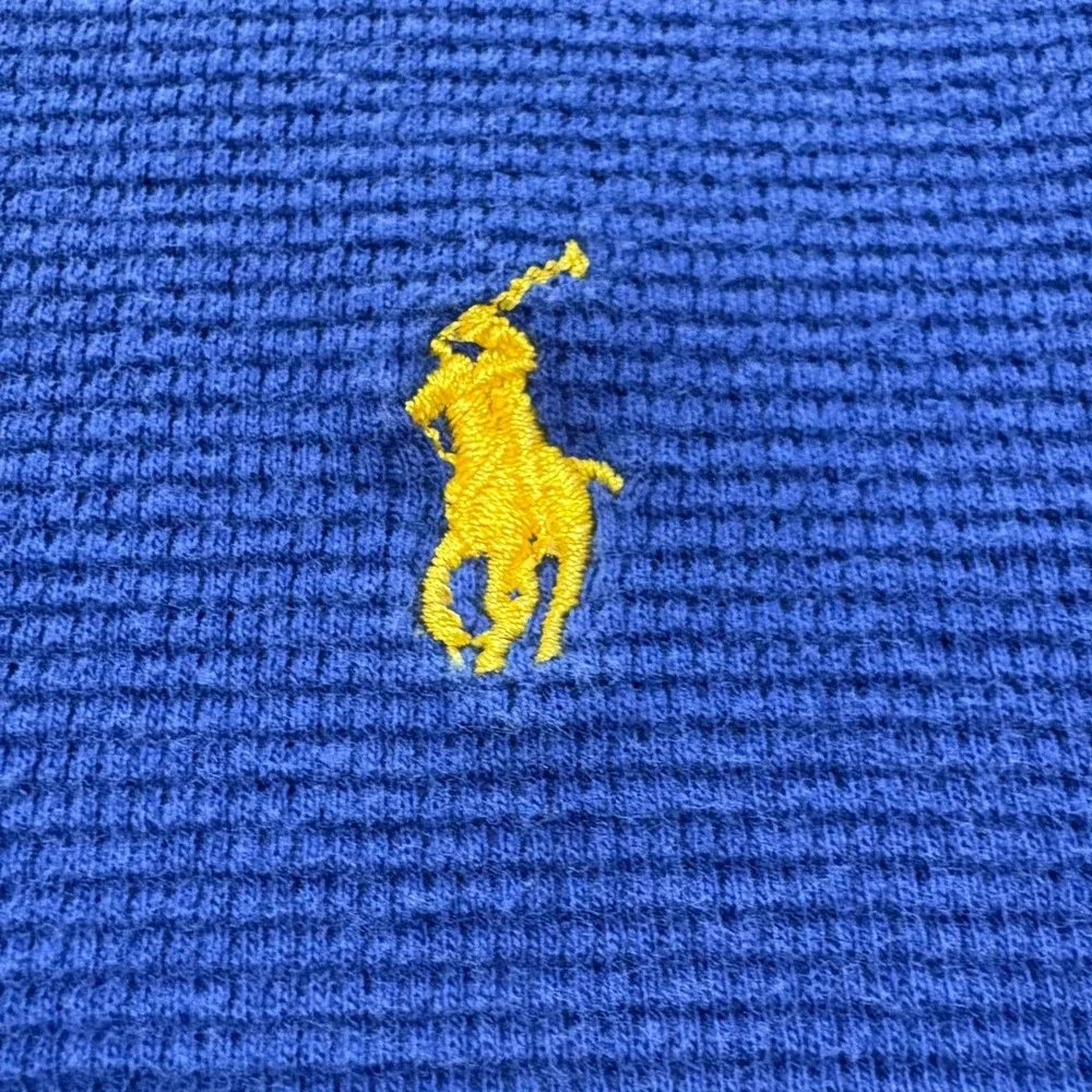 Polo Ralph Lauren Blue Thermal Waffle Knit Sleepwear‎ Shirt Mens XL Yellow Pony